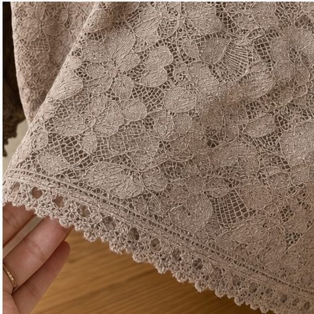Taupe Ruffle Blouse - Picture 6 of 6